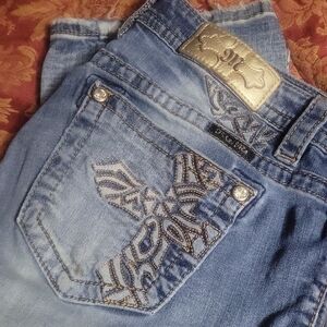 Miss Me Light Blue Jeans with Gold Accents